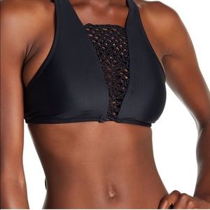 High Neck Bikini Top Black Swimsuit